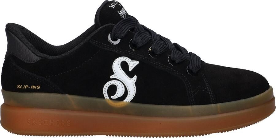 Skechers Hands Free Slip-Ins Courtside dame sneaker Zwart wit