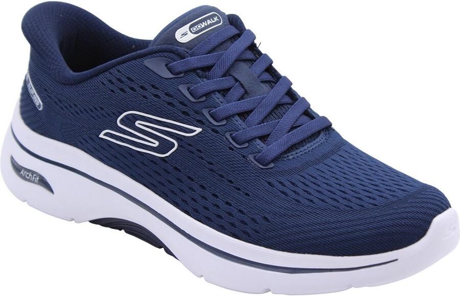 Skechers Hands-Free Slip-Ins Go Walk Arch Fit 2.0 Kathy 125342 NVW Navy White Machine Washable