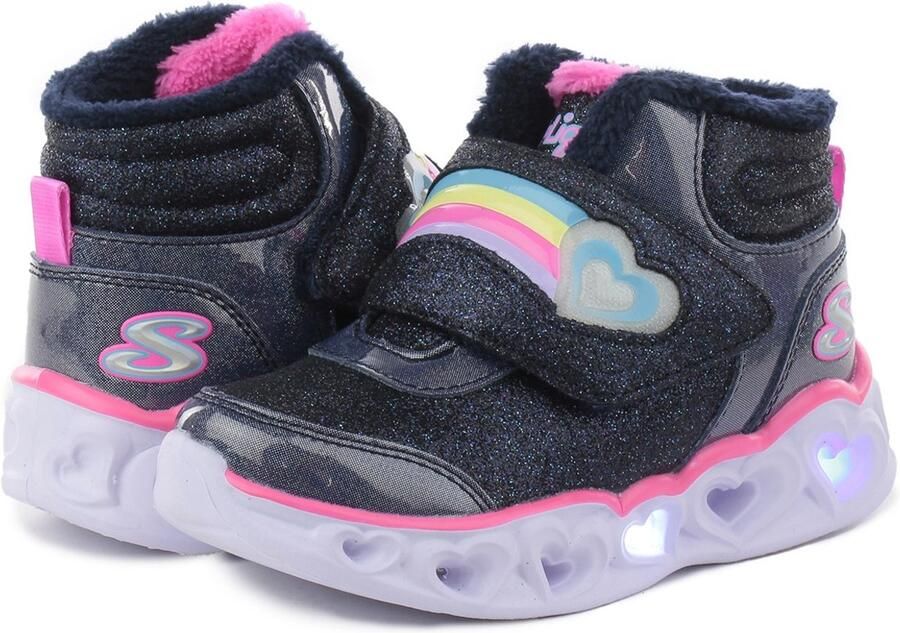 Skechers HEART LIGHTS BRILLIANT RAINBOW Kinder Sneakers Zwart 302669N-NVPK