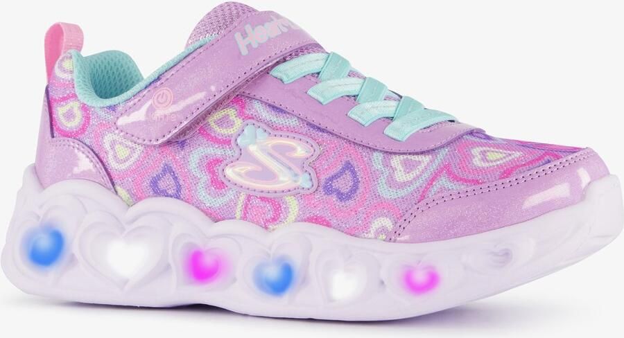 Skechers Heart Lights meisjes sneakers met lichtjes in pastelkleuren Pastel Uitneembare zool