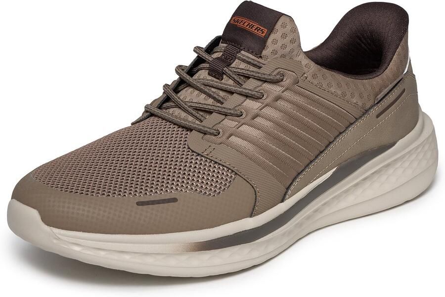 Skechers Heren Slade Luther Slip Ins Sneakers Relaxed Fit Dark Taupe