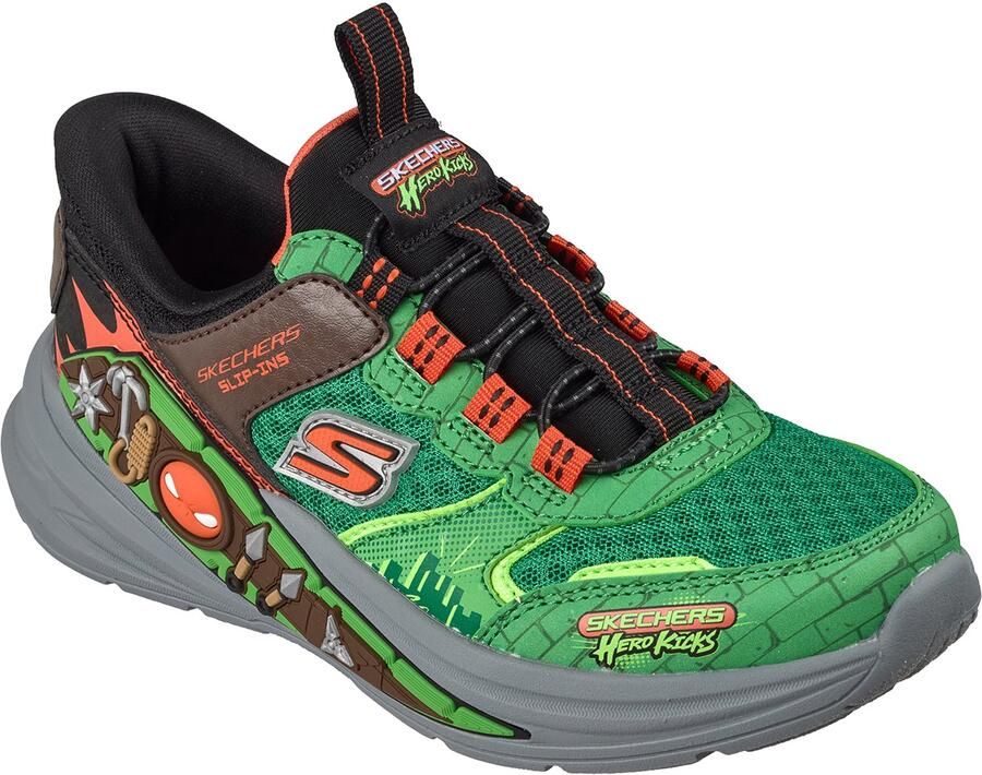 Skechers Jongens HYPER QUEST Slip On Sneakers Hands Free Groen Multi
