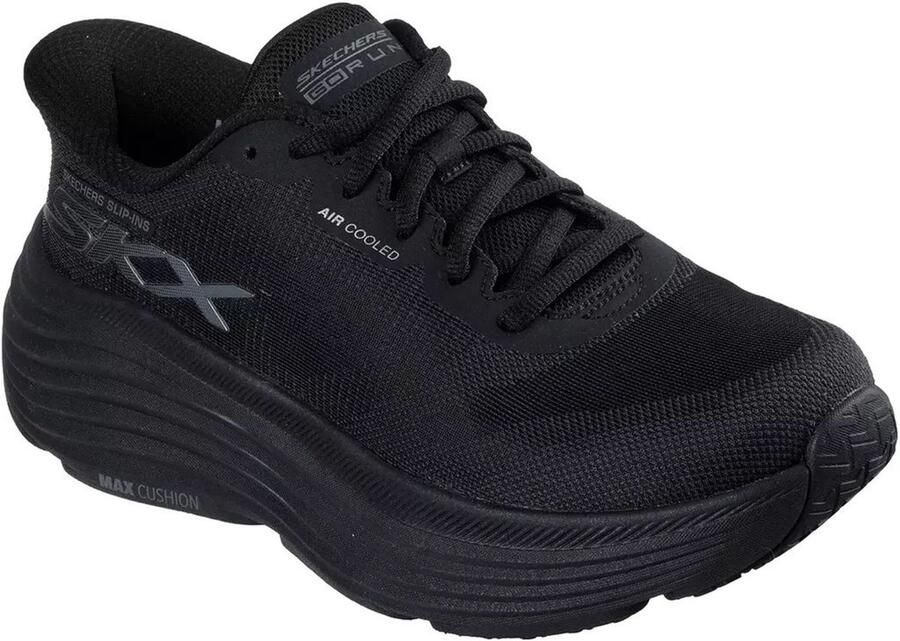 Skechers MAX CUSHIONING ENDEAVOUR HALLANDALE comfortbale shoes 129473-BBK Female Black Max Cushioning Endeavour Hallandale damessneakers zwart extra demping en comfortabel design (129473-BBK)