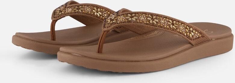 Skechers MEDITATION LUXE SUNNY GLOW Dames Slippers Mokka