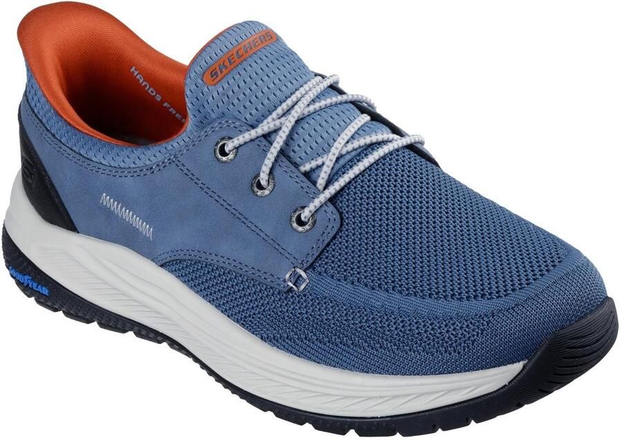 Skechers MEROE ALDEN comfortbale shoes 205467-BLU Male Blue herensneakers 205467-BLU blauw comfortabel en ademend met responsieve demping en duurzame grip