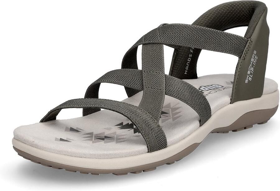 Skechers REGGAE SLIM STRETCH FLEX Dames Sandalen Olijf