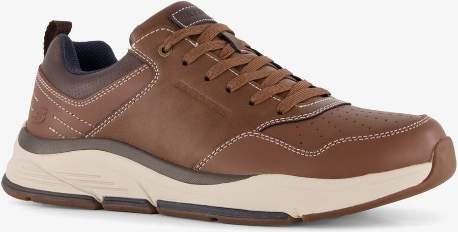 Skechers Relaxed Fit: Benago Treno leren heren sneakers Bruin Extra comfort Memory Foam