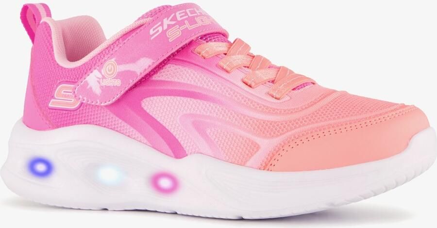 Skechers S-Lights: Sola Glow meisjes sneakers met lichtjes roze Uitneembare zool