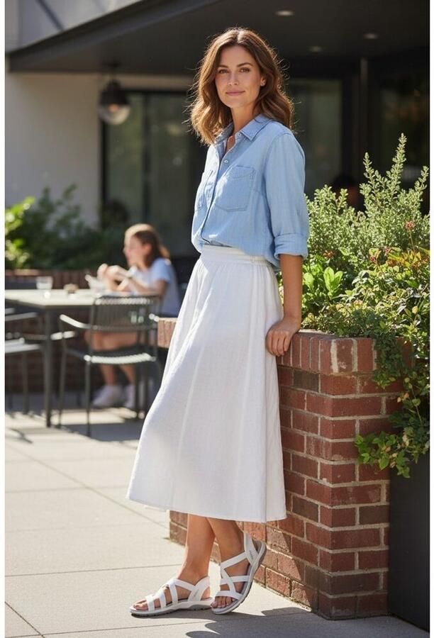 Skechers Sandaal Slip-Ins Reggae Slim Stretch Flex 163460 WHT Wit