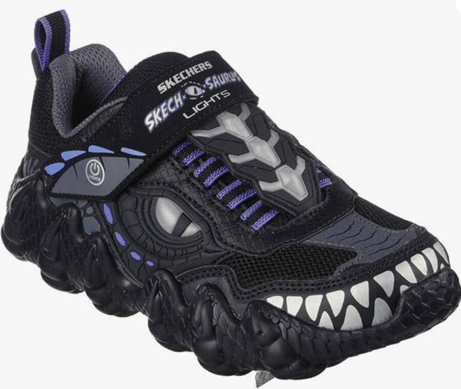 Skechers SKECH-O-SAURUS LIGHTS kindersneakers met lichtjes zwart synthetisch materiaal