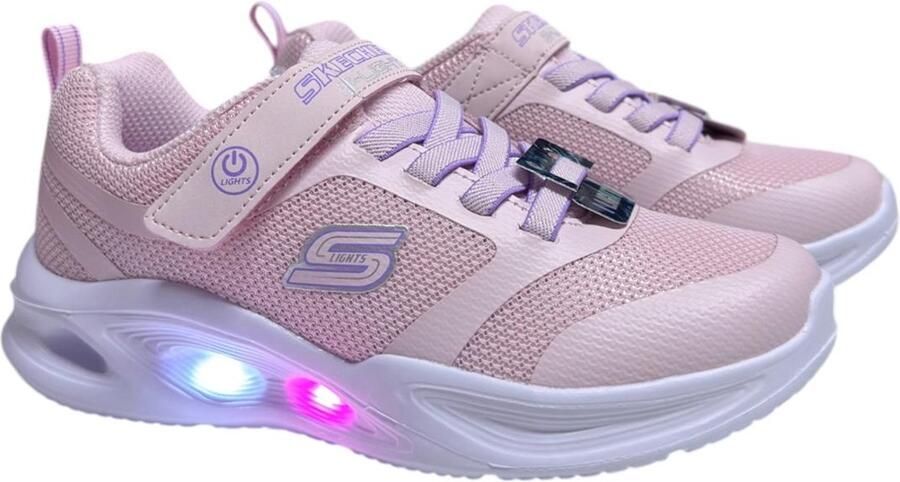 Skechers Sketchers Sola Glow Sneakers Kinderen Roze Wit Met Lichtjes