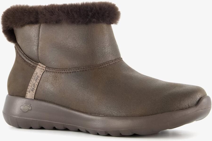 Skechers Slip-Ins On The Go gevoerde dames boots bruin Extra comfort Memory Foam