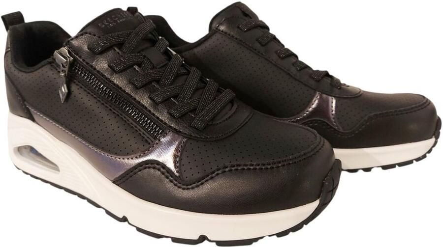 Skechers Uno- art-177873 BLK -Metallic Sliders Dames Sneakers Zwart-rits-vaste elastische veter - Foto 2