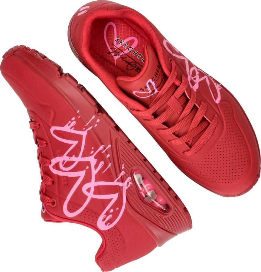 Skechers Sneakers UNO DRIPPING IN LOVE met hart-graffiti-print vrijetijdsschoen lage schoen veterschoen - Foto 2