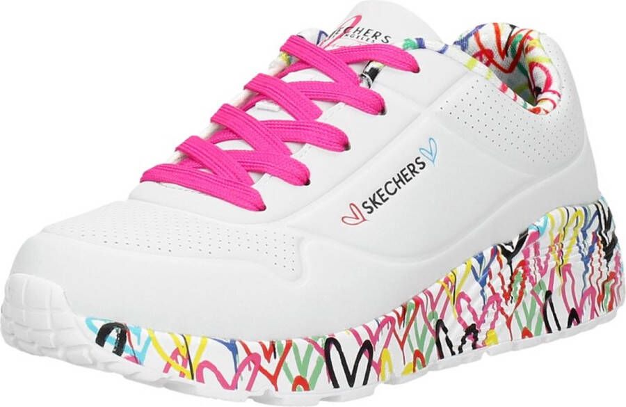 Skechers Uno Light sneakers wit multi Meisjes Imitatieleer Hartjes 32 - Foto 4