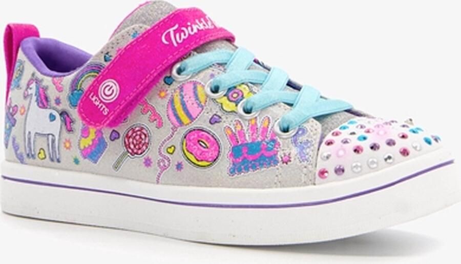Skechers Twinkle Sparkle Rayz meisjes sneakers Zilver Uitneembare zool