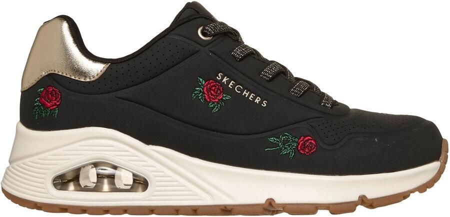 SKECHERS Sneakers laag ' Uno Champagne and Roses' antraciet donkergroen rood zilver