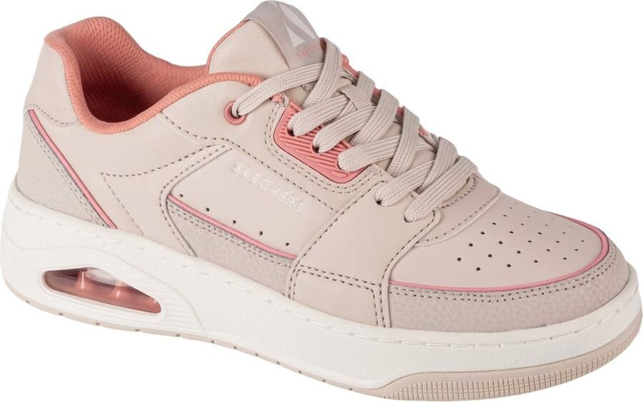 Skechers Uno Court Dames Sneakers Beigebruin Striksluiting