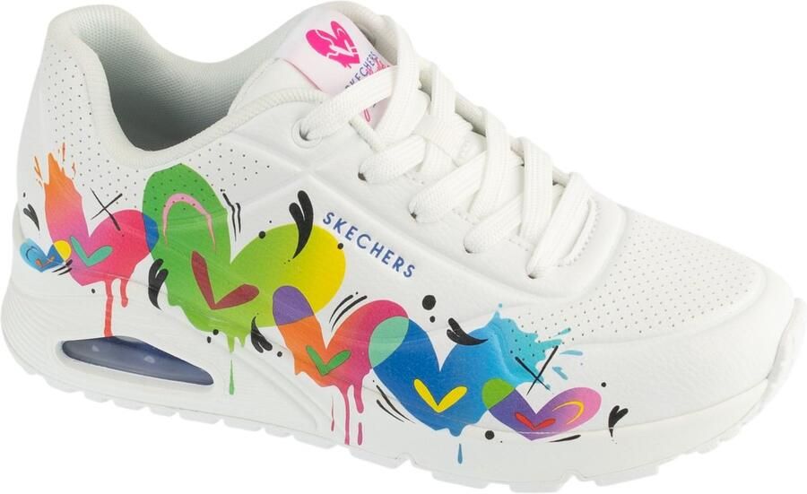 SKECHERS Veterschoen ' Uno Schuhe weiß bunte Herzen 190008' wit