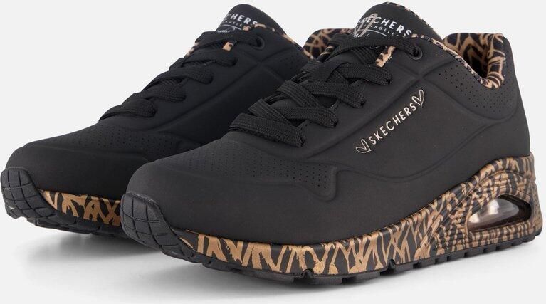 Skechers Sneakers met sleehak UNO-LOVING LOVE Vrijetijdsschoen lage schoen veterschoen met coole graffiti-print