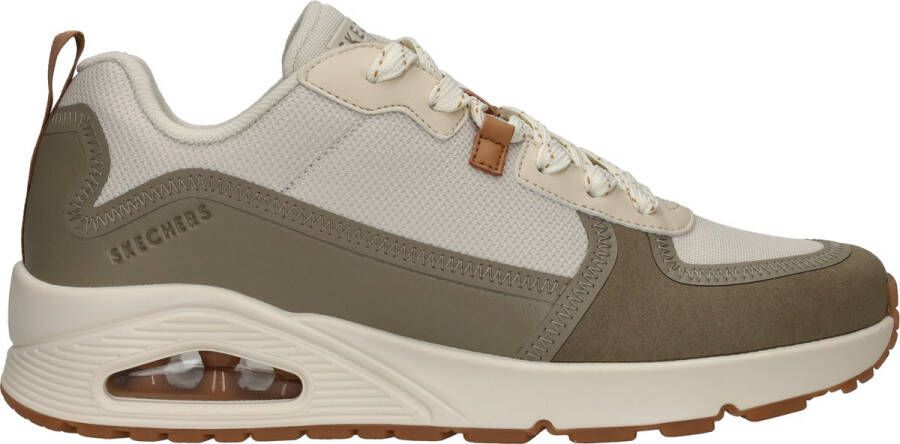 Skechers Beige en olijfgroene sneaker met Air-Cooled Memoryfoam Beige Heren