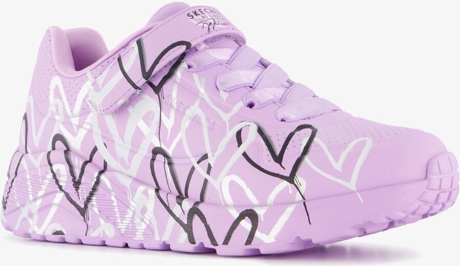 Skechers Uno Lite Love meisjes sneakers met hartjes lichtpaars Extra comfort Memory Foam