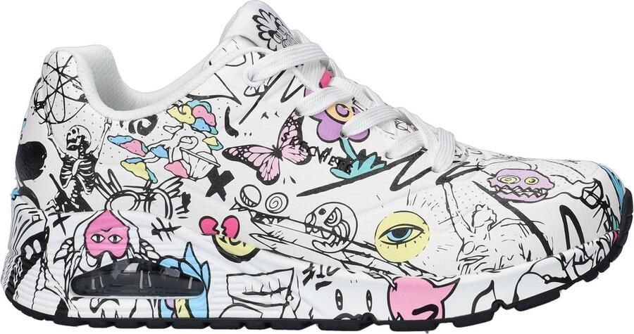 Skechers Uno Process Sketch dames sneaker Wit multi