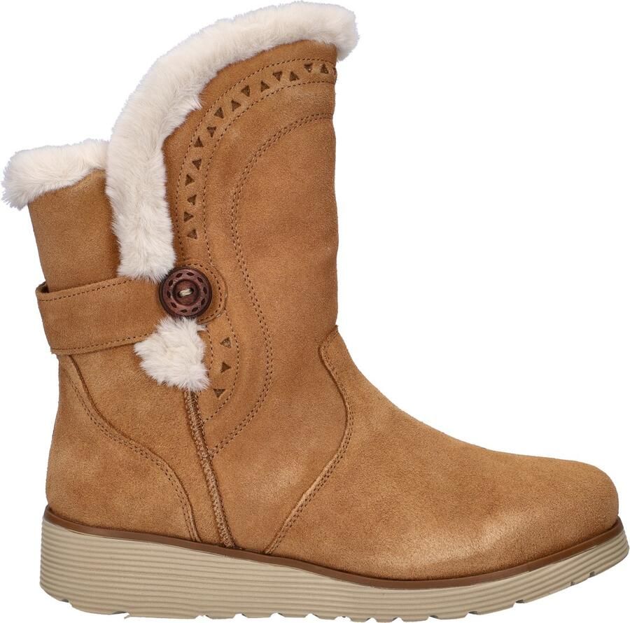 Skechers Keepsakes Wedge Cozy Peak Dames Winter Laarzen Boots Gevoerd Leer Bruin 49811-TAN - Foto 2