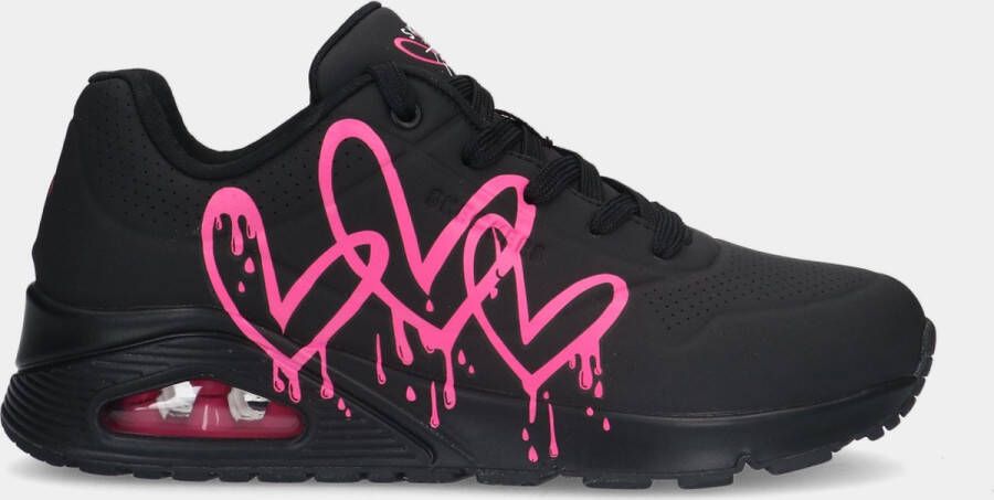 Skechers Sketchers UNO Dripping In Love Black Pink dames sneakers