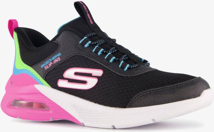 Skechers Slip-ins: Microspec Max meisjes sneakers zwart roze Uitneembare zool
