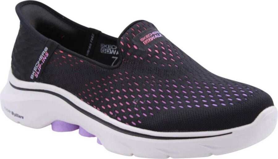 Skechers Go Walk 6 Clear Virtue 124505-BKW Vrouwen Zwart Sneakers Sportschoenen