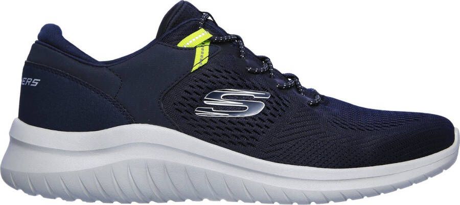 Skechers Sneakers Mannen donkerblauw wit limegroen - Schoenen.nl