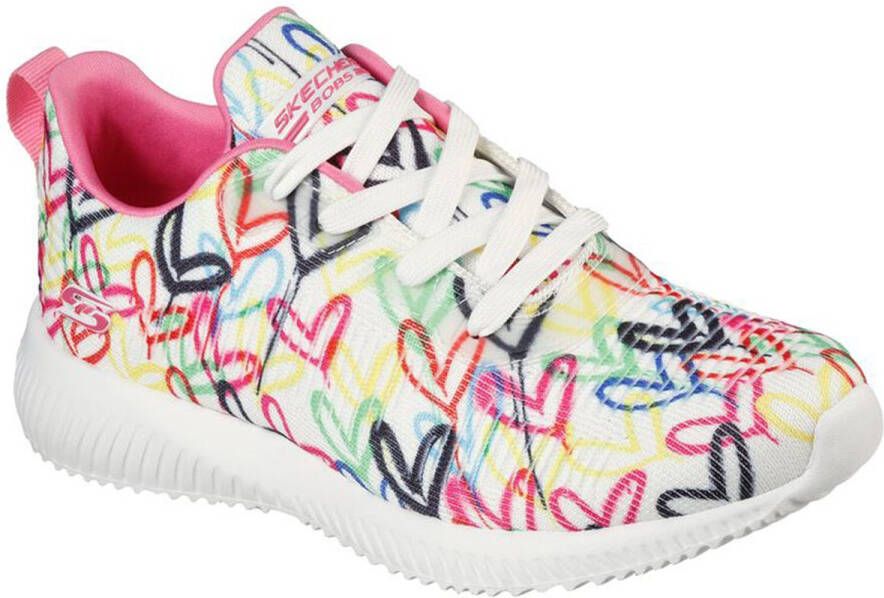 Skechers Sneakers BOBS SQUAD met allover hartjesprint vrijetijdsschoen lage schoen veterschoen
