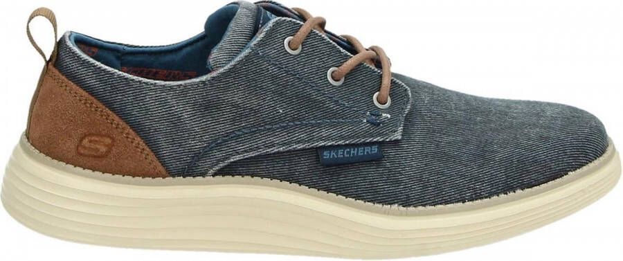 Skechers Vintage Gewassen Canvas en Suède Oxford Sneaker Blue Heren