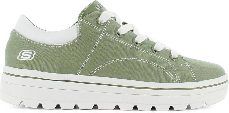 Skechers Street Cleat Bring it Back Dames Sneakers Sport Casual Schoenen Canvas Groen 74100 SAG