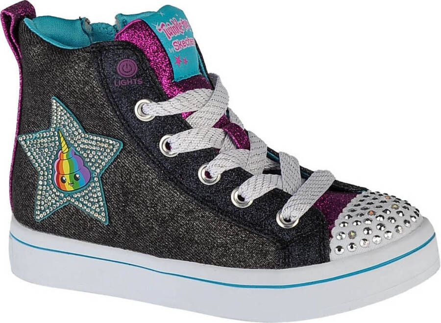 Skechers Twi Lites Patch Cuties 20234L BK voor meisje Grijs Sneakers Sportschoenen