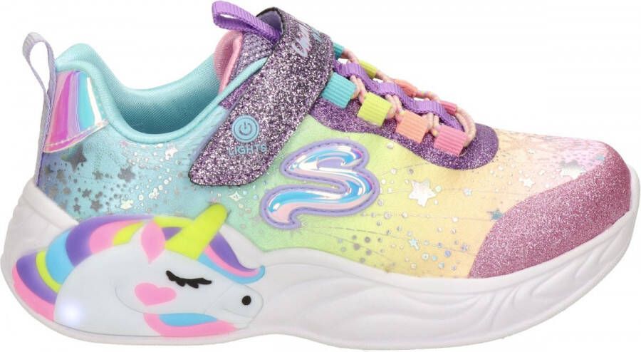 Skechers Unicorn sneakers met lichtjes roze multi Meisjes Textiel Meerkleurig 34 - Foto 3