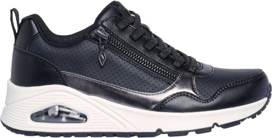 Skechers Uno- art-177873 BLK -Metallic Sliders Dames Sneakers Zwart-rits-vaste elastische veter