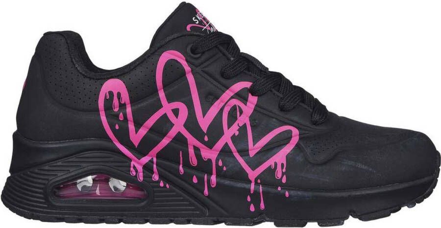 Skechers Sneakers UNO DRIPPING IN LOVE met hart-graffiti-print vrijetijdsschoen lage schoen veterschoen