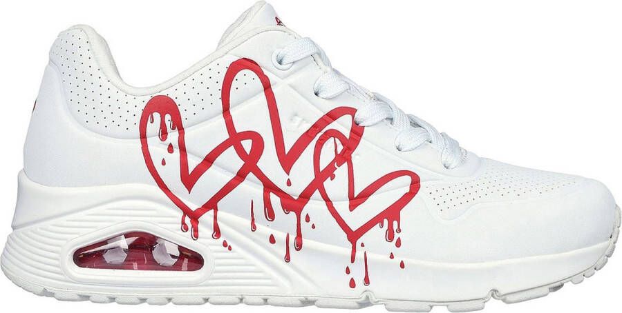 Skechers Sneakers UNO DRIPPING IN LOVE met hart-graffiti-print vrijetijdsschoen lage schoen veterschoen