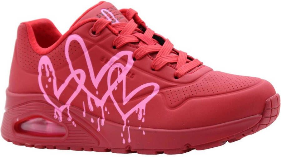 Skechers Uno Goldcrown Dripping Heart Sneaker Vrouwen Rood roze