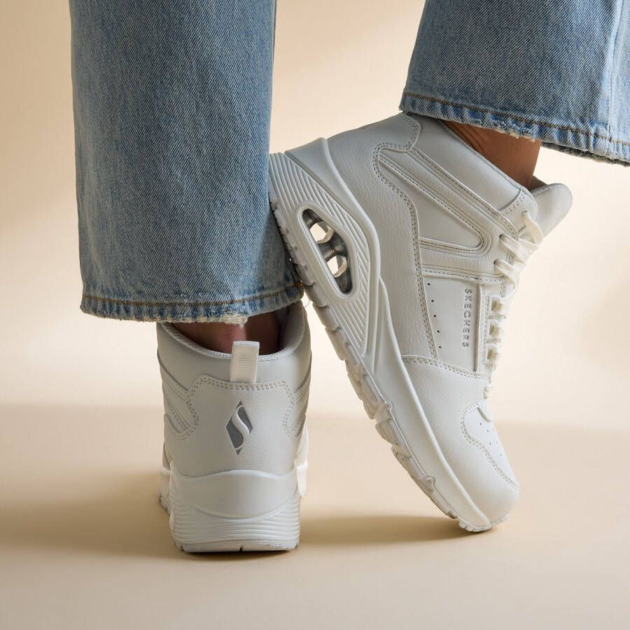 Skechers Klassieke Uno Veterschoen met Air-Cooled Memory Foam Wit Dames