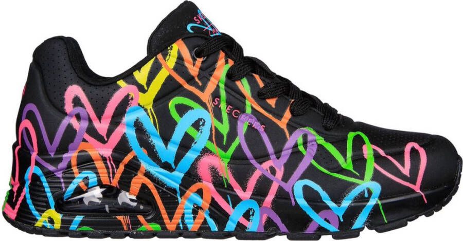 Skechers Sneakers UNO HIGHLIGHT LOVE vrijetijdsschoen lage schoen veterschoen met hartjes-print
