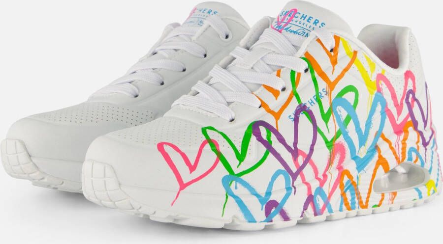 Skechers Sneakers UNO HIGHLIGHT LOVE vrijetijdsschoen lage schoen veterschoen met hartjes-print
