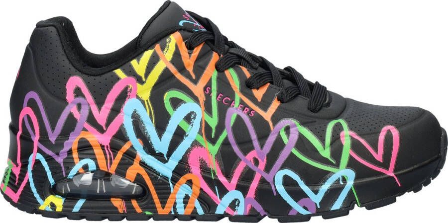 Skechers Sneakers UNO HIGHLIGHT LOVE vrijetijdsschoen lage schoen veterschoen met hartjes-print