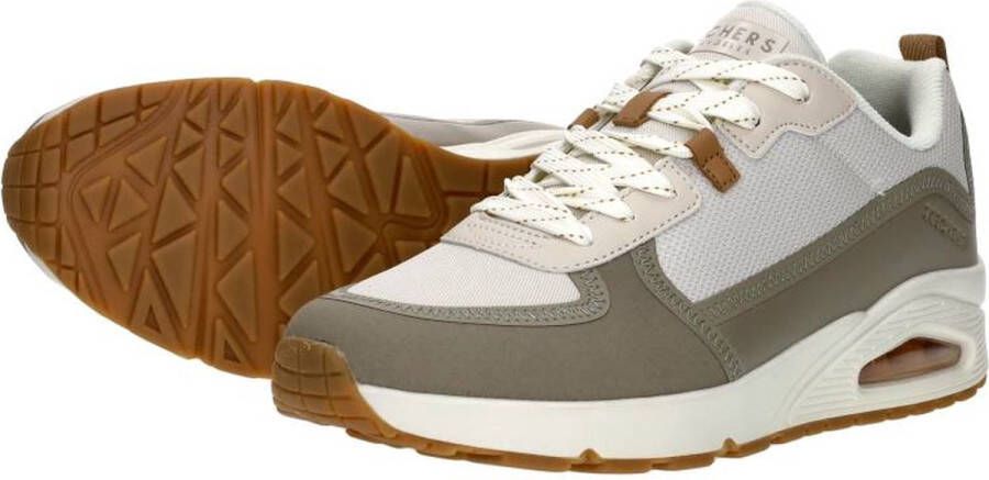 Skechers Beige en olijfgroene sneaker met Air-Cooled Memoryfoam Beige Heren