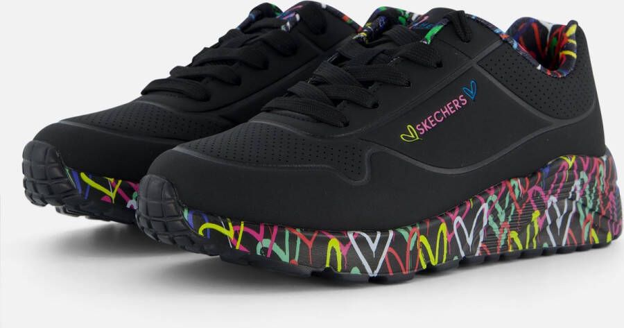 Skechers Uno Light sneakers zwart Meisjes Imitatieleer Hartjes 37 - Foto 2