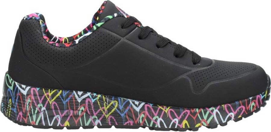Skechers Uno Light sneakers zwart Meisjes Imitatieleer Hartjes 37 - Foto 5