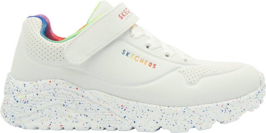 Skechers Uno Lite Rainbow Specks meisjes sneakers Wit Extra comfort Memory Foam