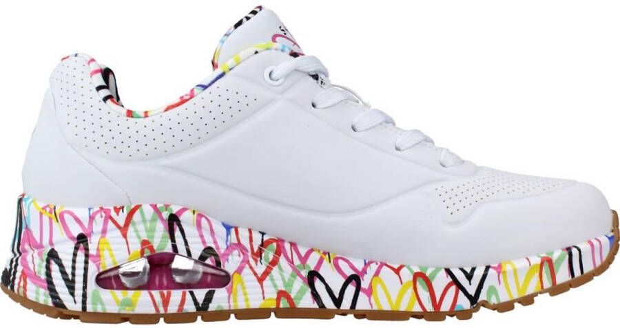 Skechers Sneakers met sleehak UNO-LOVING LOVE Vrijetijdsschoen lage schoen veterschoen met coole graffiti-print